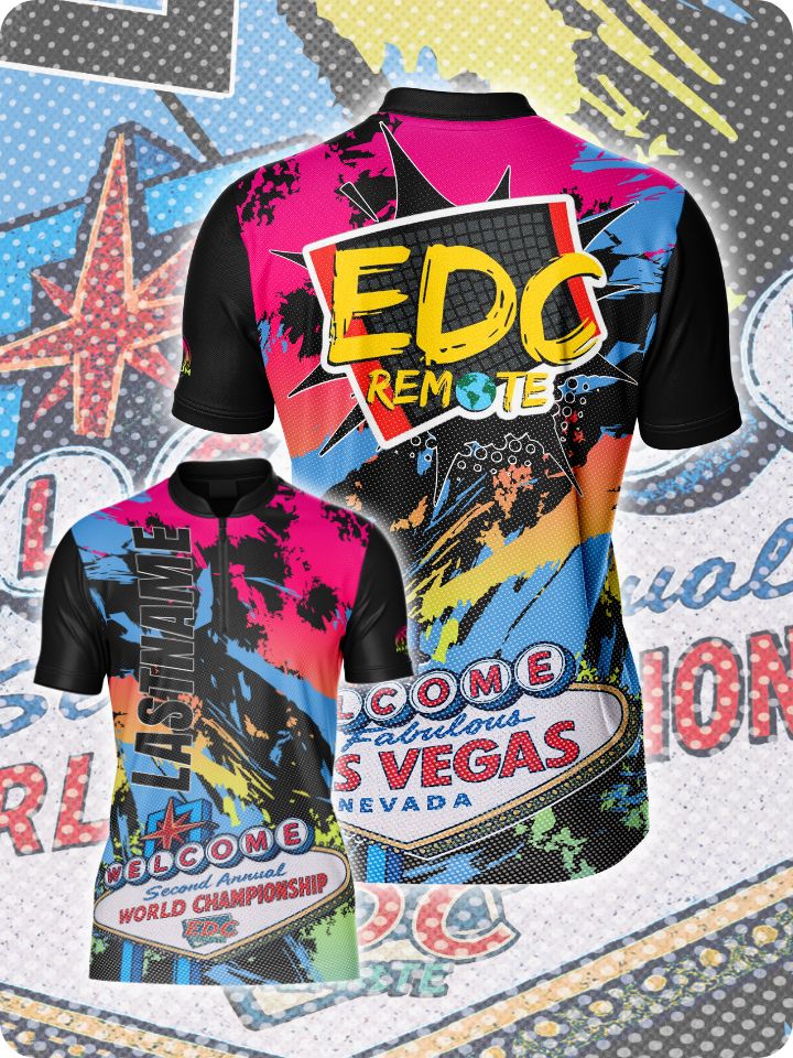 EDC Neon Vegas dart Jersey - Maximum Precision Designs